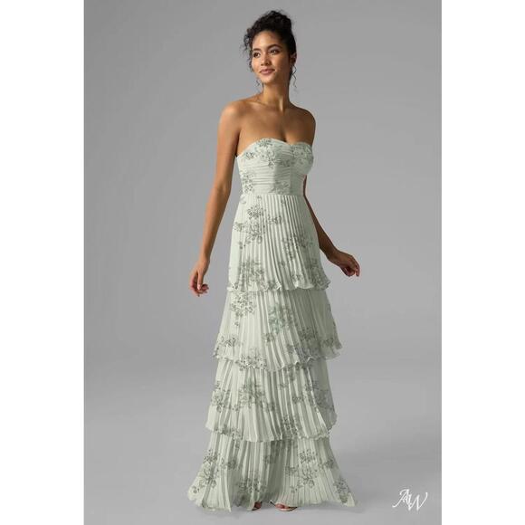 NWOT AW Bridal Bryn Dress Pistachio Green Penoy Size 4 - Picture 2 of 7